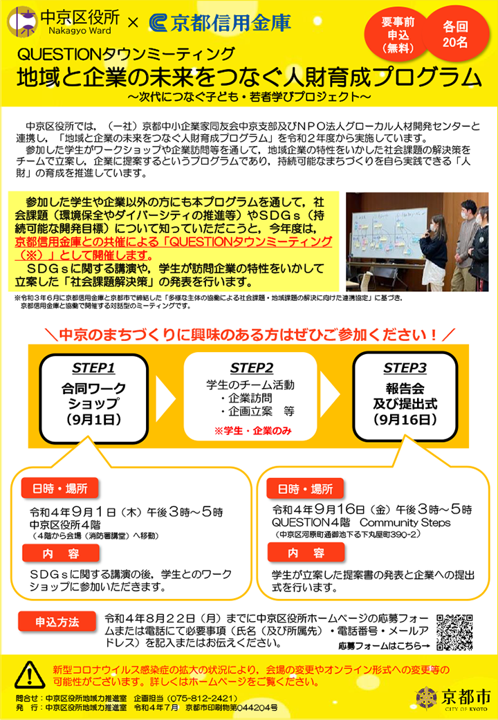 QUESTIONタウンミーティング「地域と企業の未来をつなぐ人材育成プログラム」