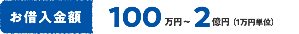 お借入金額 100万円〜2億円（1万円単位）