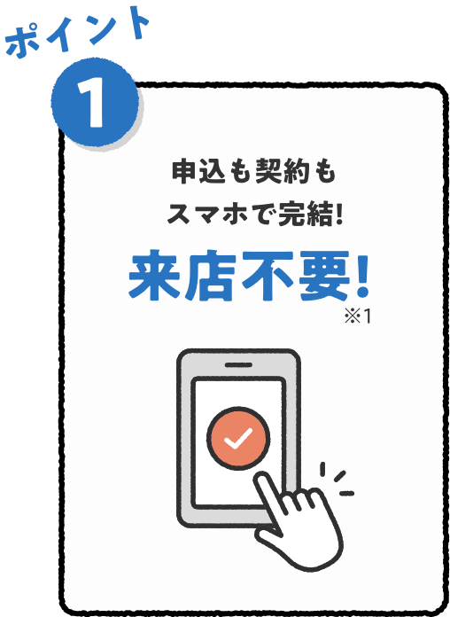 ポイント1 申込も契約もスマホで完結!来店不要!※1