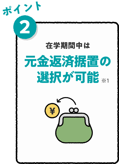 ポイント2 在学期間中は元金返済据置の選択が可能※1