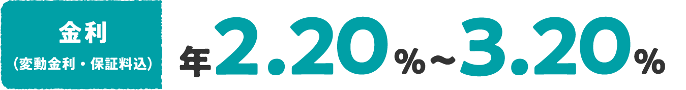 金利 （変動金利・保証料込） 年1.8%〜2.8%