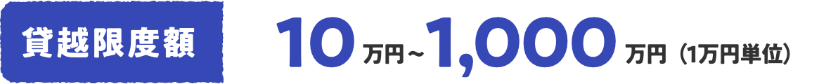 貸越限度額 10万円〜1,000万円（1万円単位）