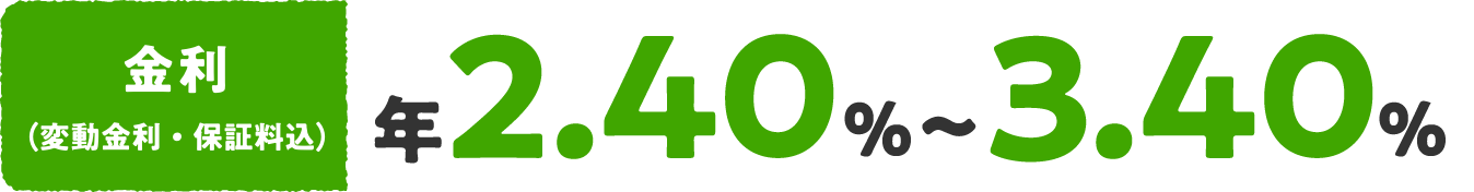 金利（変動金利・保証料込）年2.0%〜3.0%