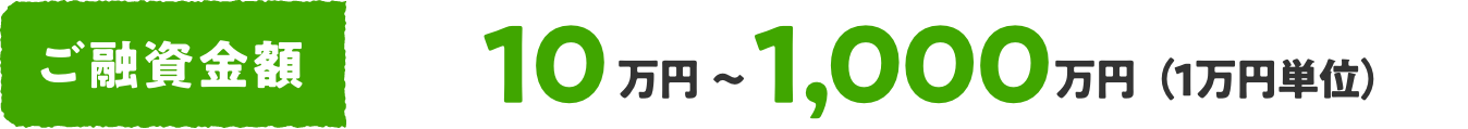 ご融資金額 10万円〜1,000万円（1万円単位）