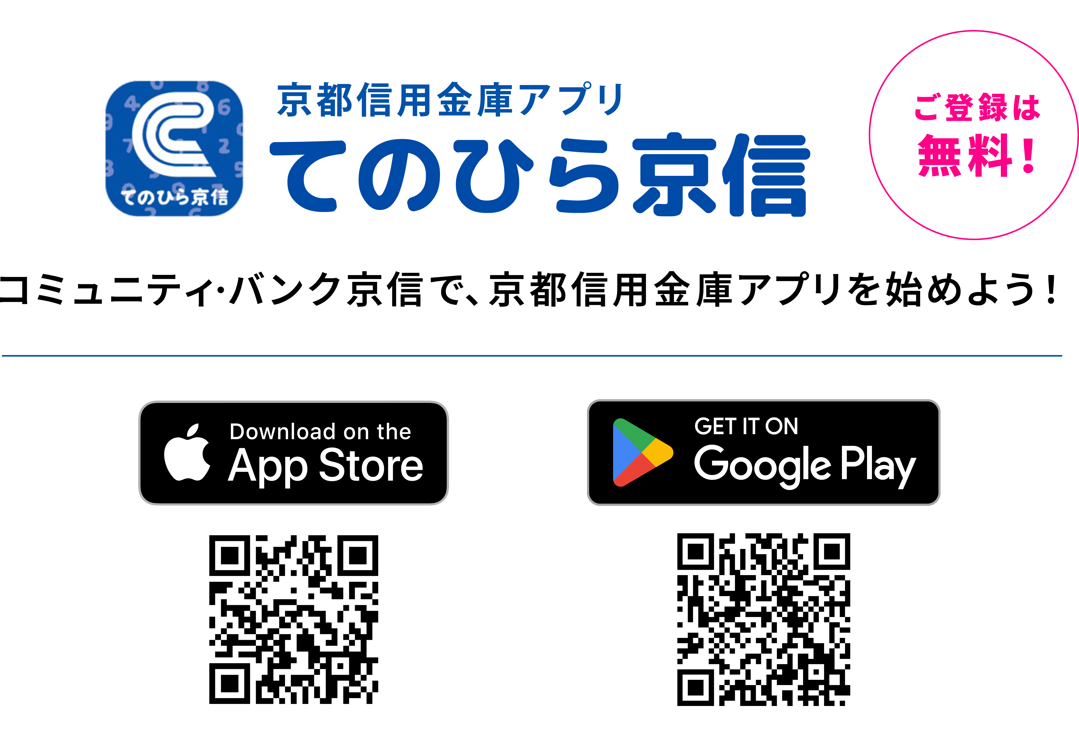 京信バンキングアプリ ご登録は無料！ てのひら京信 コミュニティバンク京信で、京都信用金庫アプリを始めよう！
